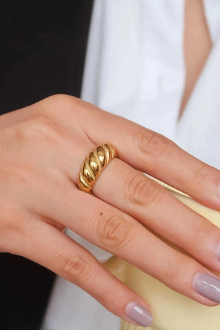 Wallace 18k Gold Non-Tarnish Croissant Ring - Size 8 Rings Flanerie Monkee's of The Woodlands