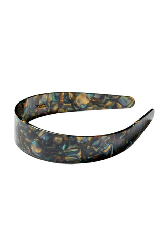 Wide Headband In Green Tortoise - Green Tortoise