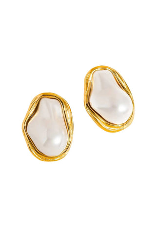 Yasmin 18k Gold Non-Tarnish Classic Pearl Round Earring - Yellow Gold Earrings Flanerie Monkee's of The Woodlands