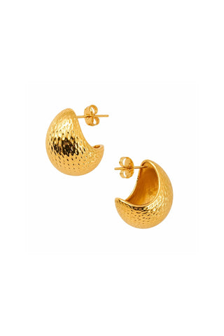 ZéLie 18k Gold Textured Huggie Earring - Yellow Gold Earrings Flanerie Monkee's of The Woodlands