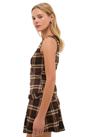 Sleeveless Drop Waist Plaid Mini Dress