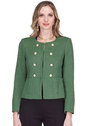 Buttons Cinched Waist Jacket - Forest