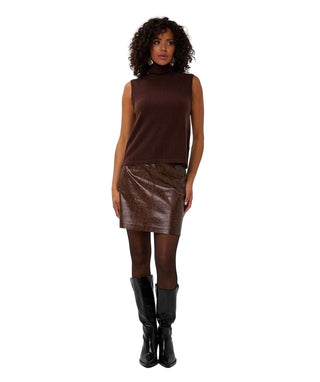 Sleeveless Wool Sweater - Chocolate Brown
