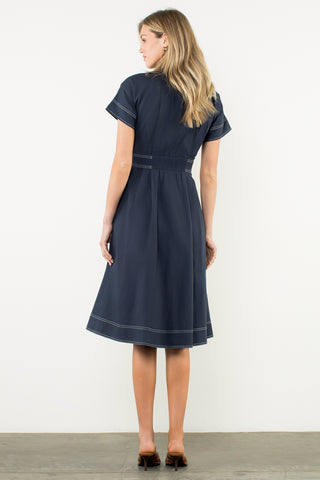 Short Sleeve Button Denim Dress