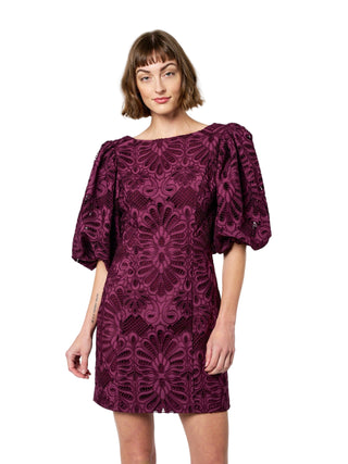 Ciebon Kesia Embroidered Lace Mini Dress - Purple