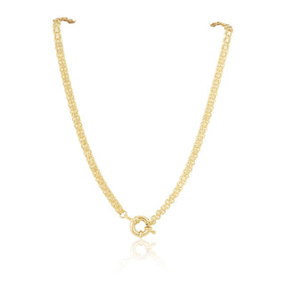 Gold necklace on a white background