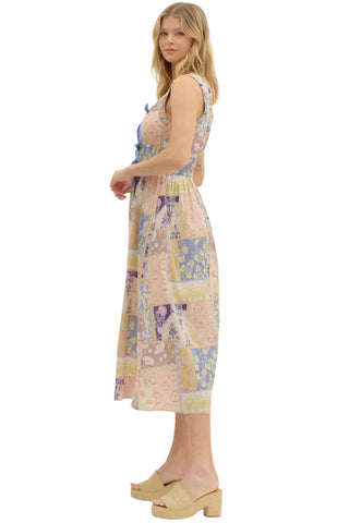 Sleeveless Midi Dress - Patchwork