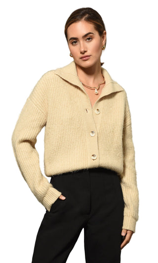 Greylin Pauline Button Front Crop Sweater - Cream