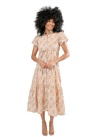 Victoria Dunn Hurley Dress in Burnt Orchid Print. 