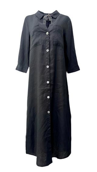 Long Linen Dress - Black