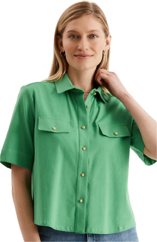 Classic Gold Button Club Shirt - Kelly Green
