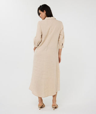 Long Linen Dress - Sand