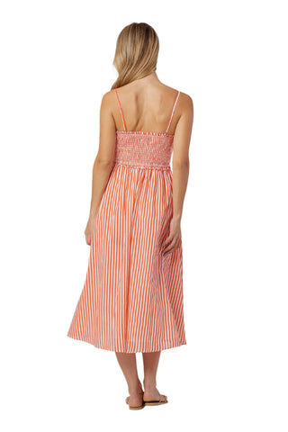 Smocked Dress - Salmon Stripe