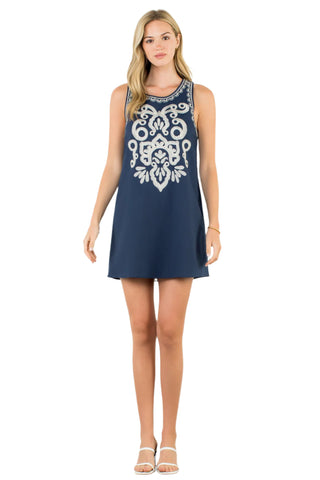 Embroidered Detail Tank Dress