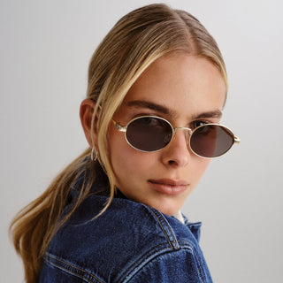 Le Specs Poseidon Deux Oval Sunglasses - Gold