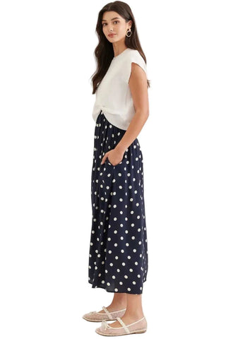 Mixed Media Dress - White/Navy Dresses entro Monkee's of The Woodlands